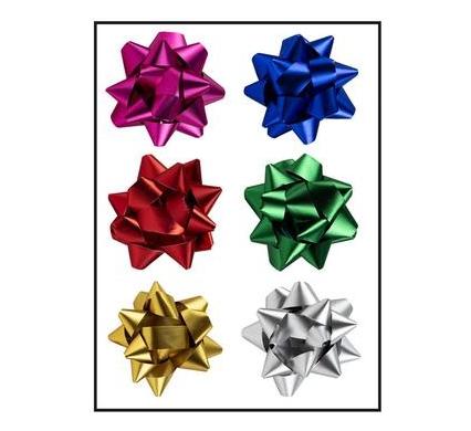 Gift Bow Chrome Assorted Colours - 8 cm - 6 Pieces
