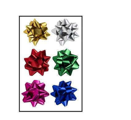Gift Bow Chrome Assorted Colours - 5 cm - 6 Pieces