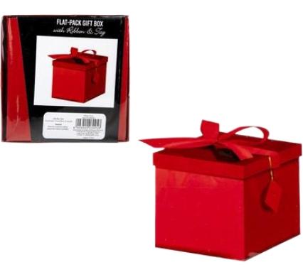 Giftbox Flat Pack 15c15x15cm Red