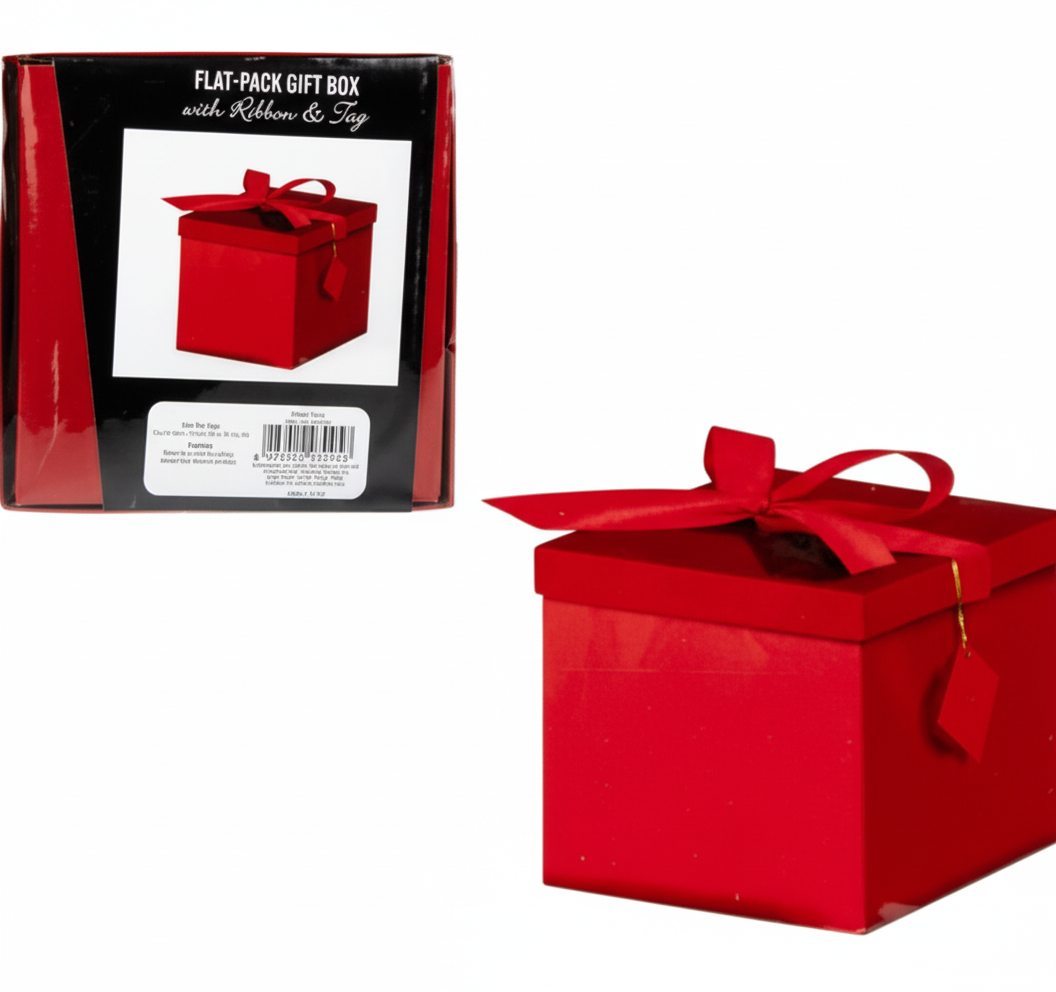 Giftbox Flat Pack 15c15x15cm Red