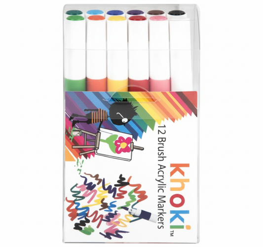 Acrylic Markers with Brush Tip for Art and Craft (12 Pieces)