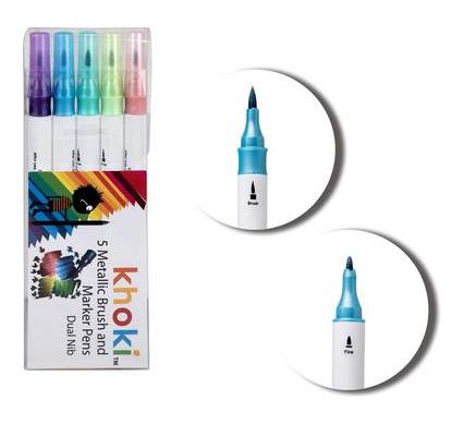 Art and Craft Dual Tip Metal Brush and Fine Pen