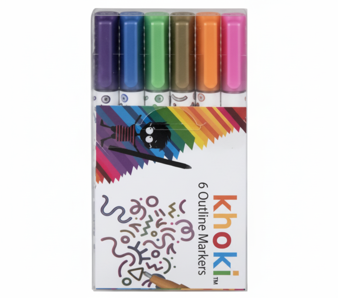 Glitter Outline Markers for Art and Craft (6 Pieces)