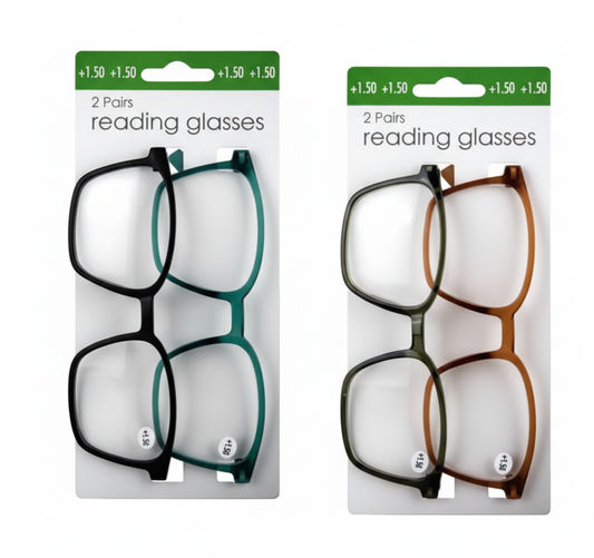 Reading Glass Twin Pack with Strength: +1.5 - Various Colours