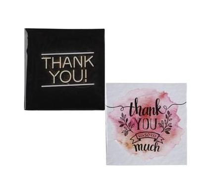 12x Mini Thank You Cards & Envelopes - 7x7cm