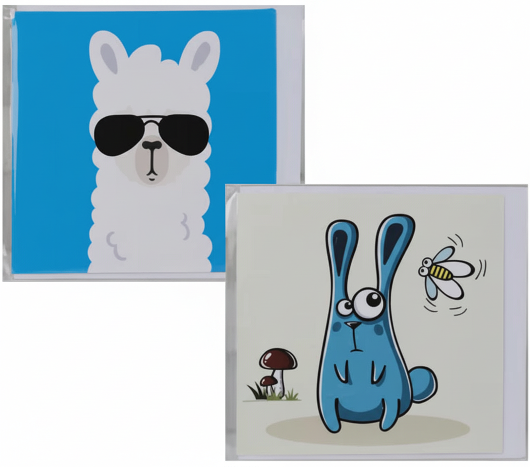 Mini Card and Envelope with Assorted Designs (7x7 cm)