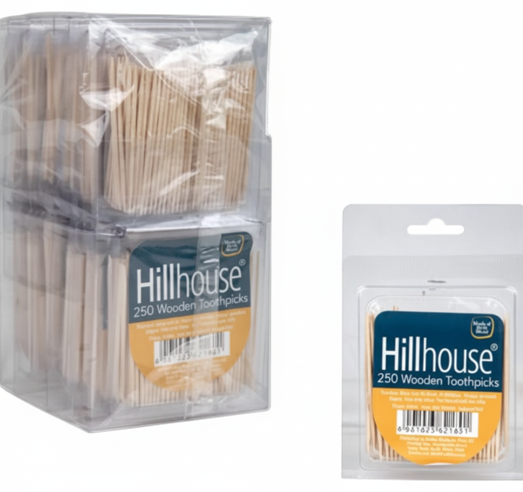 Wooden Toothpicks - 12x Packs (250pce per Pack)