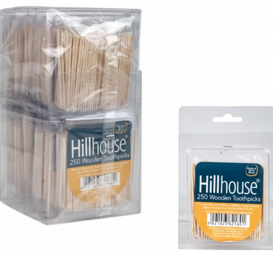 Wooden Toothpicks - 12x Packs (250pce per Pack)