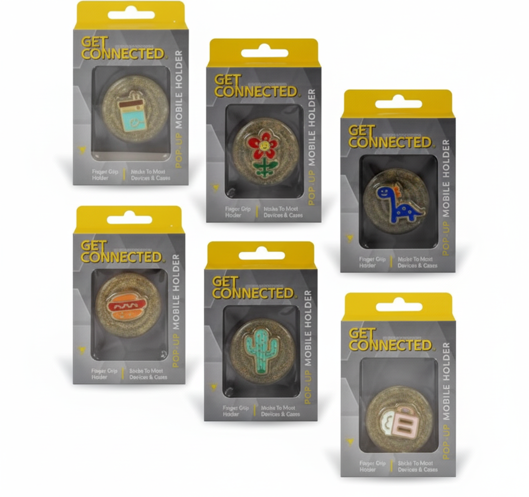 Glass Look Mobile Phone Pop-Up Holder with Assorted Designs