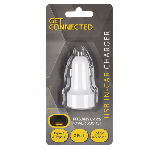 USB In-Car Charger with A and C Ports - 2.1 Amp