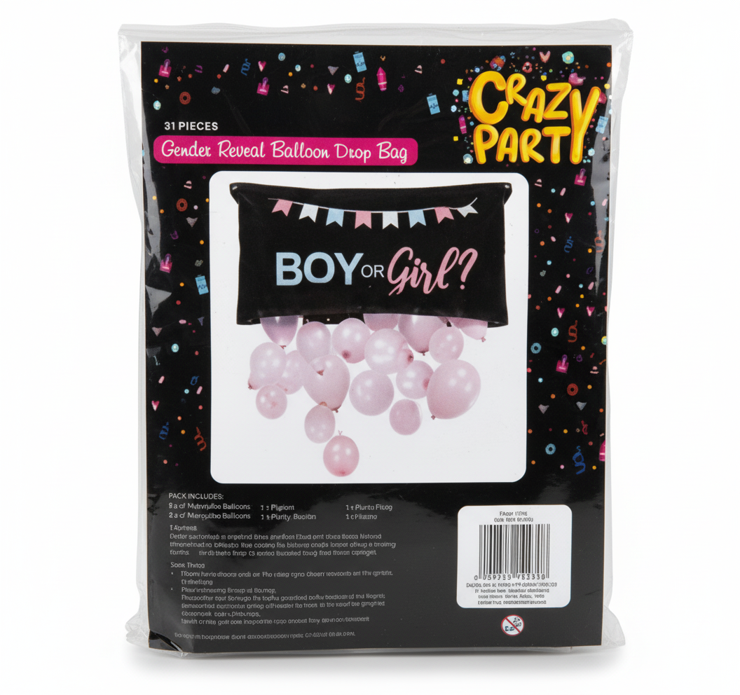 Gender Reveal Party Balloon Bag - 16 Pieces