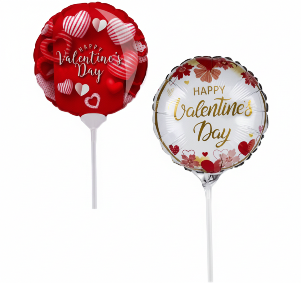 Air Fill Balloon for Valentines with Stick - Various Colours