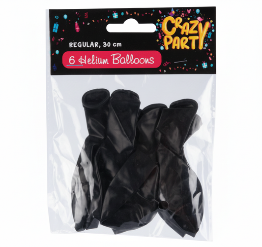 Black Balloons Suitable for Helium (6 Pieces)