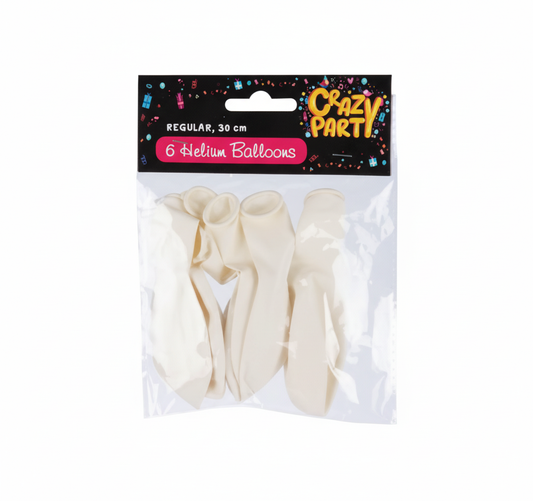 White Balloons Suitable for Helium (6 Pieces)