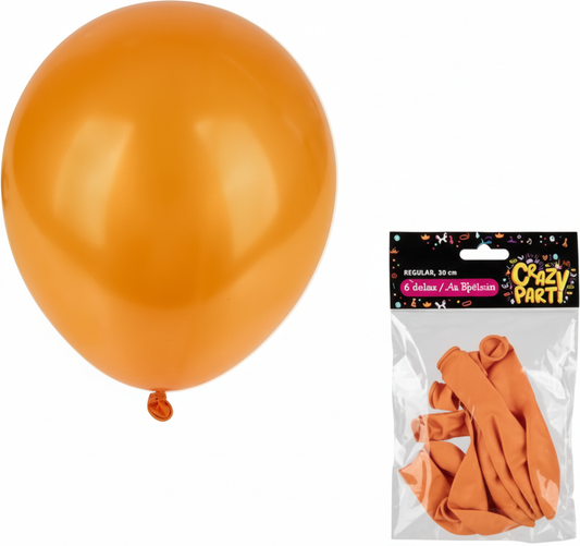 Orange Helium Balloons - 6 Pieces