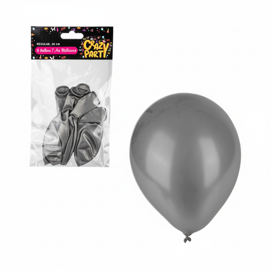 Silver Balloons Suitable for Helium (6 Pieces)
