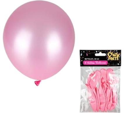 Balloons - Suitable for Helium - 6 Pieces - Metallic Pink
