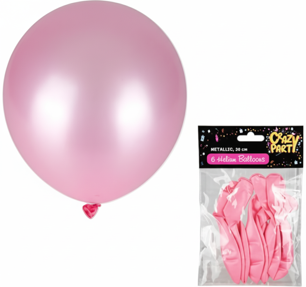 Metallic Pink Balloons suitable for Helium (6 Pieces)