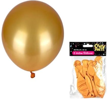 Balloons - Suitable for Helium - 6 Pieces - Metallic Gold