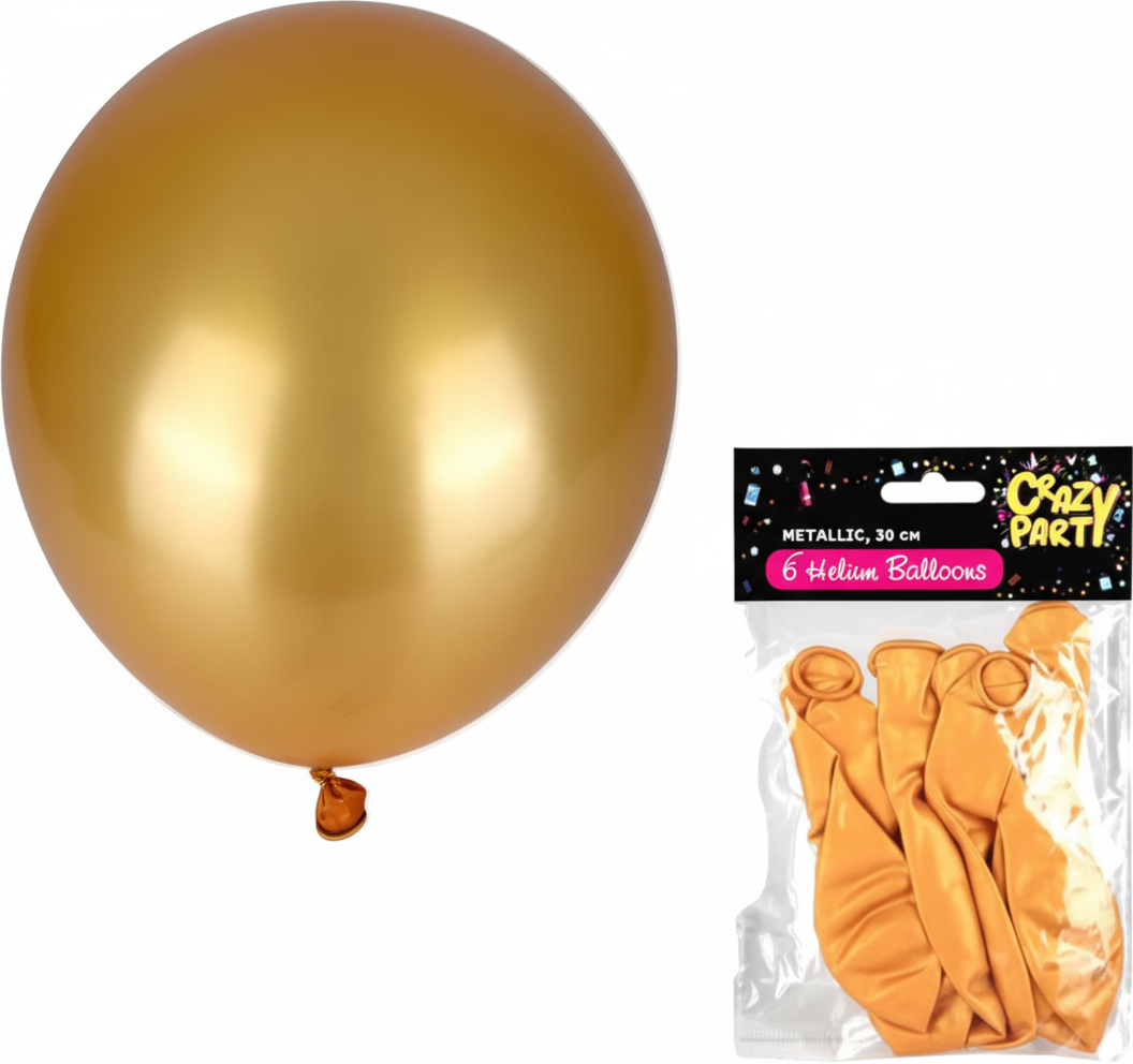 Metallic Gold Balloons suitable for Helium (6 Pieces)