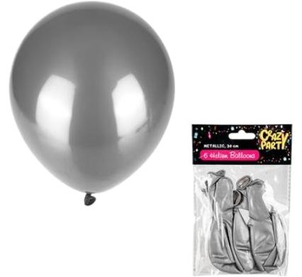 Balloons - Suitable for Helium - 6 Pieces - Metallic Silver