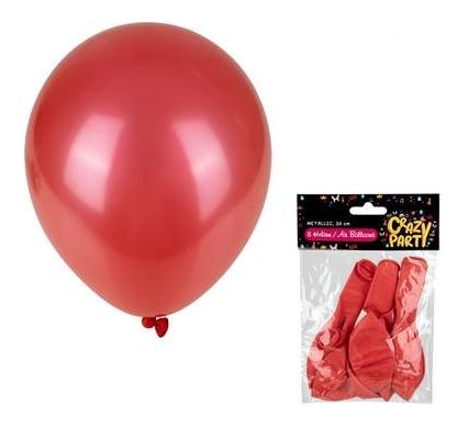 Balloons - Suitable for Helium - 6 Pieces - Metallic Red