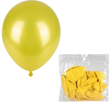 Balloons - Suitable for Helium Metallic Yellow - 12 Pieces
