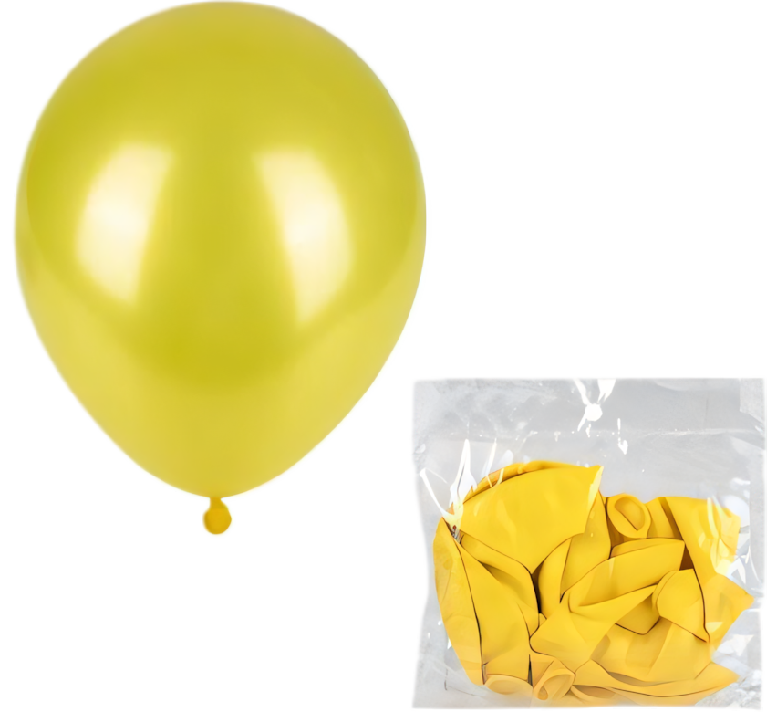 Metallic Yellow Balloons Suitable for Helium (12 Pieces)