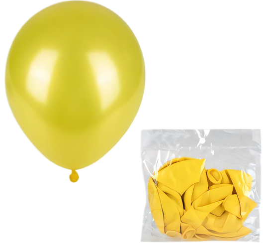 Metallic Yellow Balloons Suitable for Helium (12 Pieces)