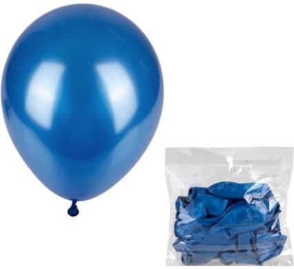 Balloon - Suitable for Helium - Metallic Blue - 12 Pieces