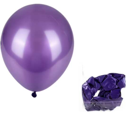 Metallic Purple Balloons Suitable for Helium (12 Pieces)