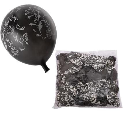Balloons - Suitable for Helium - 12 Pieces - Design Black