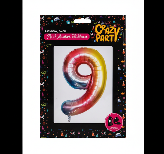 Helium Foil Balloon - Rainbow - 9 - 86cm