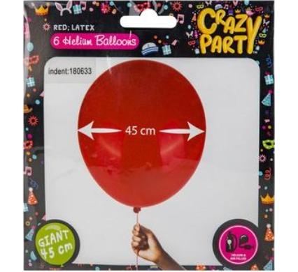 Giant Balloons 6pc Red - 45cm