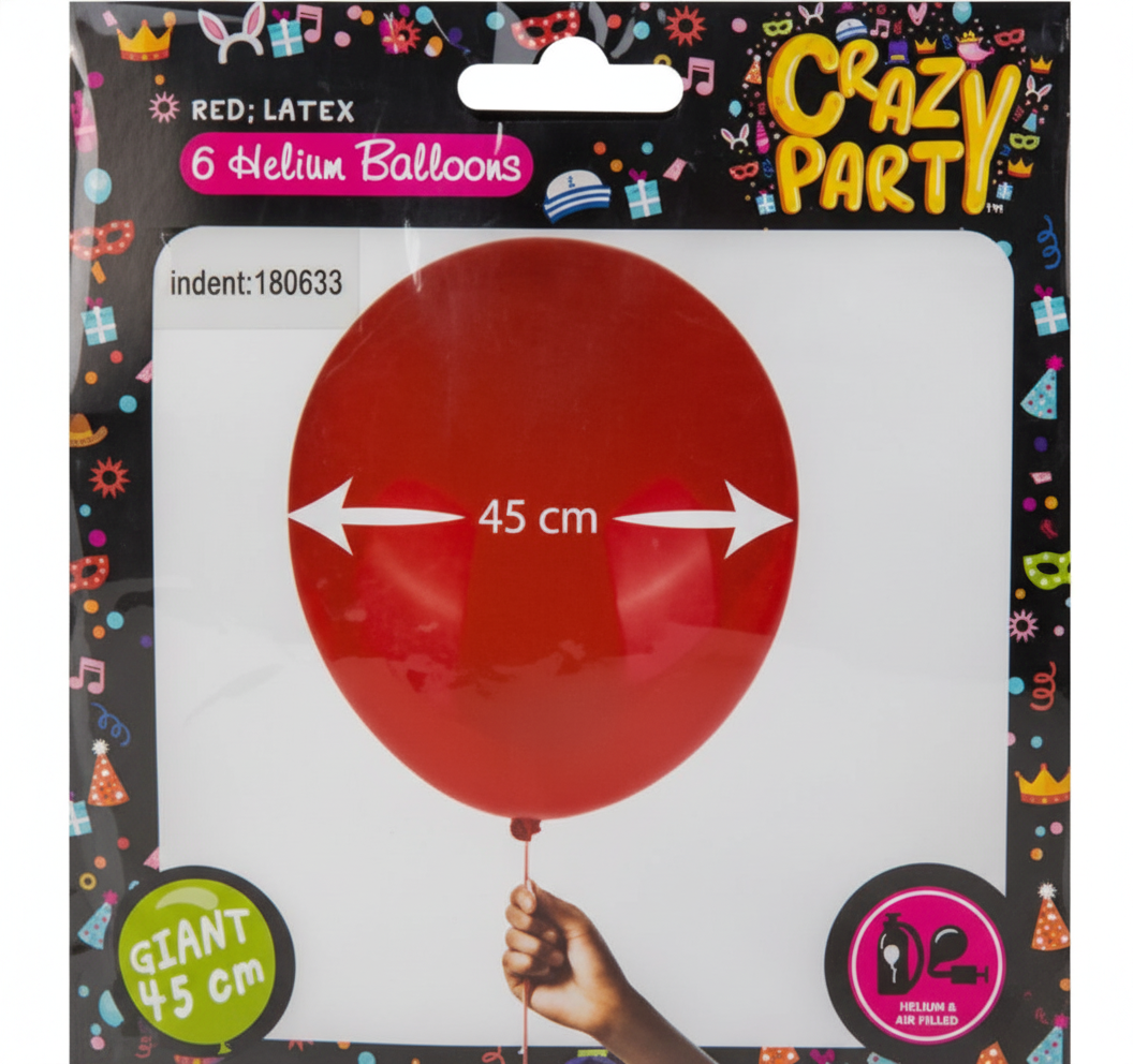 Red Giant Balloons 6-pc (45 cm)