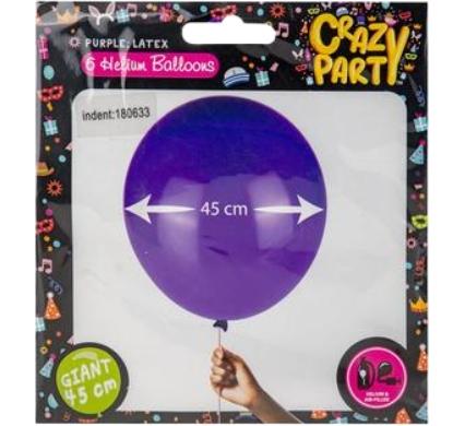 Giant Balloons 6pc Purple - 45cm
