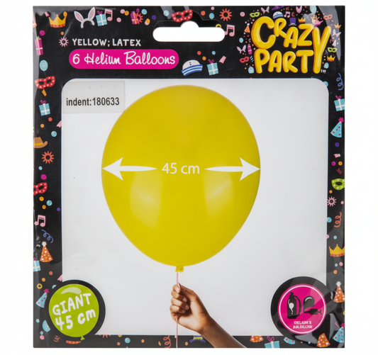 Yellow Giant Balloons (6pc) - 45 cm