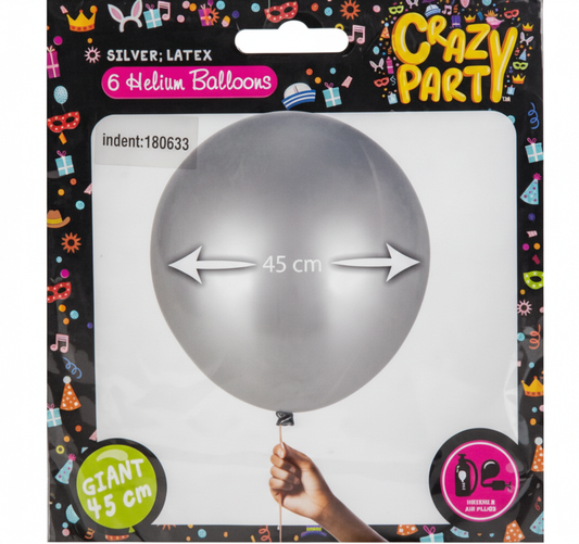 Silver Balloons - Giant 6pc (45 cm)