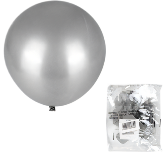Silver Helium Balloons (Pack of 12)