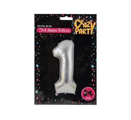 Balloon Helium Foil Silver Number One - 86cm