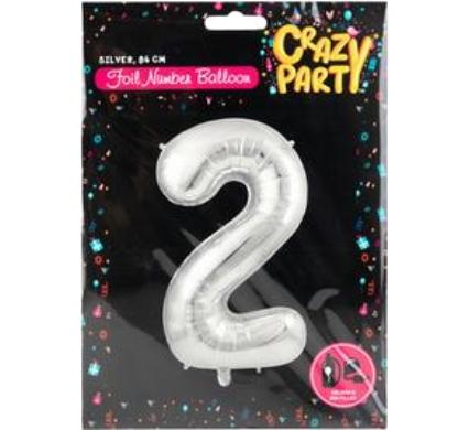 Balloon Helium Foil Silver Number 2 - 86cm