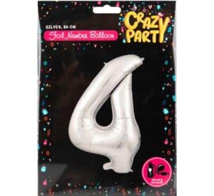 Balloon Helium Foil Silver Number 4 - 86 cm