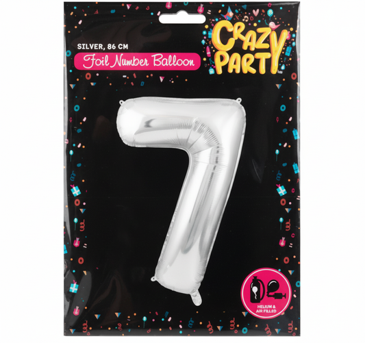 Silver Foil Helium Balloon Number 7 (86 cm)