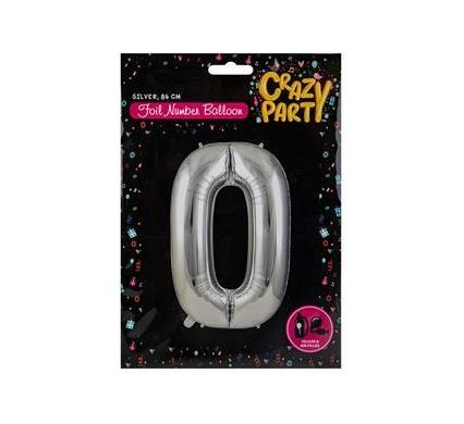 Balloons Helium Foil Silver Number 0 - 86 cm