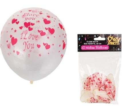 Clear Heart Balloons - - Suitable for Helium - 10 Pieces