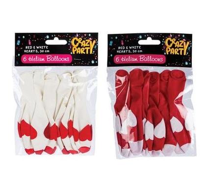 Balloons Helium Assorted Red and White - 6 Pieces