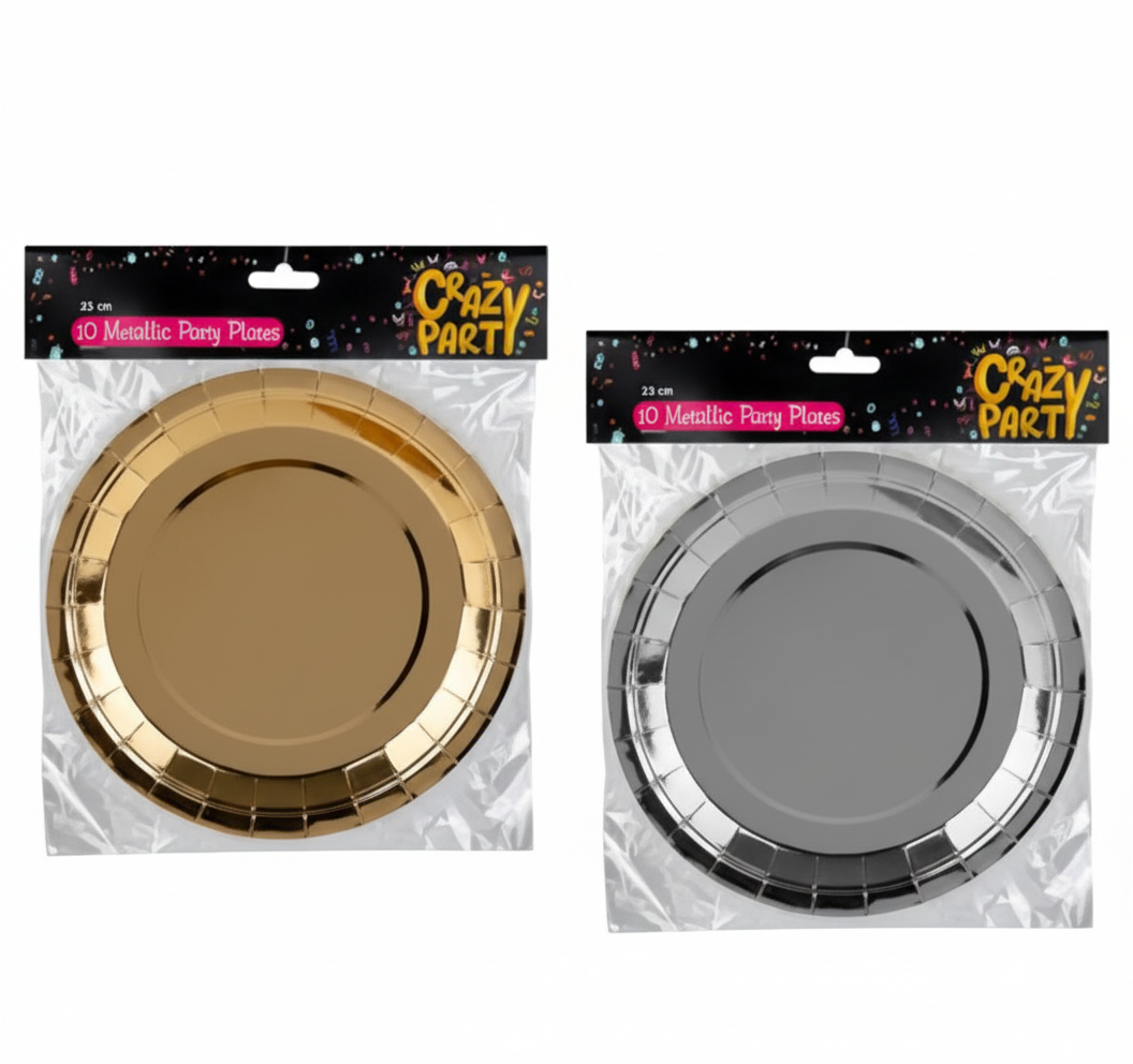 Metallic Party Plates in Various Colours, 10pc (23 cm)