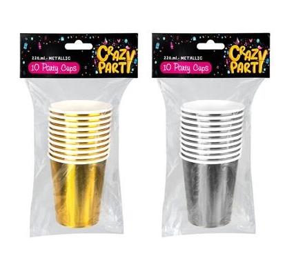 Party Cups Metallic 10pc