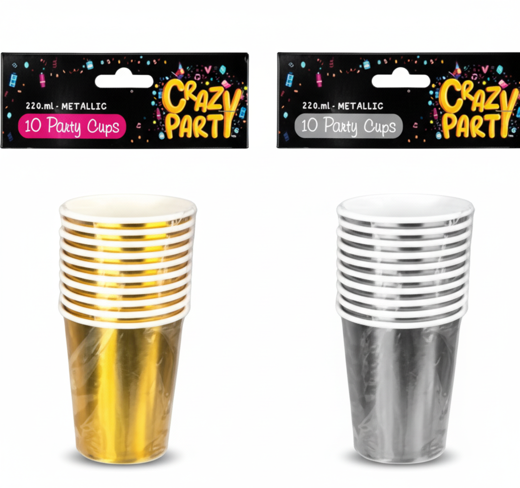 Metallic Party Cups in Various Colours (10pc)