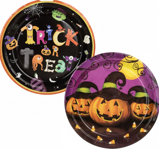 Halloween Themed Party Plates - Assorted